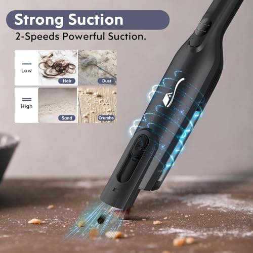 Cordless Handheld Vacuum, Lightweight Portable Hand Vacuum Cleaner with LED Light,Rechargeable Hand Held Vacuum with One-Touch Empty, Powerful Suction for Office, Home,Car, Coal