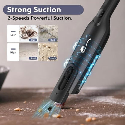 Cordless Handheld Vacuum, Lightweight Portable Hand Vacuum Cleaner with LED Light,Rechargeable Hand Held Vacuum with One-Touch Empty, Powerful Suction for Office, Home,Car, Coal