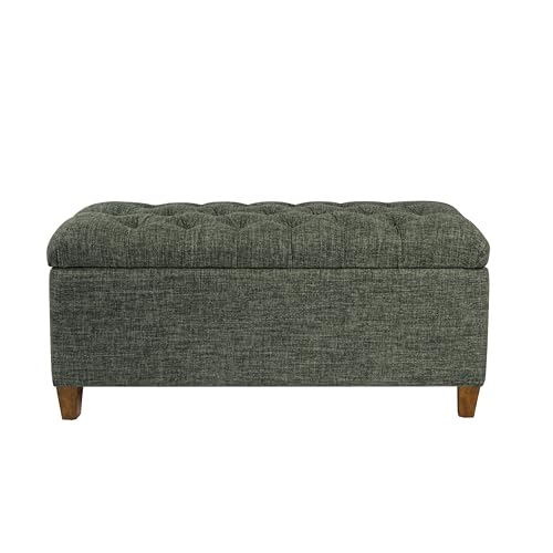 HomePop Ainsley 40" Storage Ottoman Bench - Green Clover Fabric - color: Green Clover Fabric