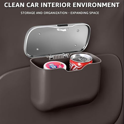 HOLDCY Car Trash Can, Waterproof Multi‑Functional Auto Trash Bin for Door/Console/Seat Back, Universal Vehicle Garbage Can for Car/Truck/SUV Drivers (Brown) - color: Brown