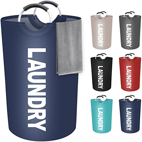 StorageRight 115L Large Laundry Basket, Laundry Hamper, Dirty Clothes Hamper for Laundry, Collapsible, Waterproof Laundry Baskets with Foam Protected Aluminum Handles for Laundry, Dorm, Family (Blue) - color: Blue, size: 115L