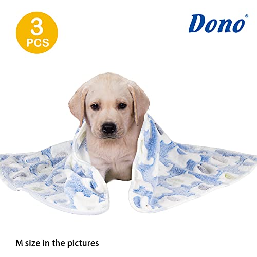 Dono 1 Pack 3 Dog Blankets, Soft Fluffy Fleece Pet Blanket Warm Sleep Mat Paw Print Design Puppy Kitten Throw Blanket Doggy Mat, Blanket for Dogs - color: Pink/Blue/Yellow, size: Medium(30*20")