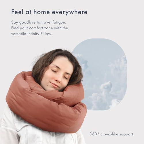 Huzi Infinity Pillow - Home Travel Soft Neck Scarf Support Sleep (Terracotta) - color: Terracota