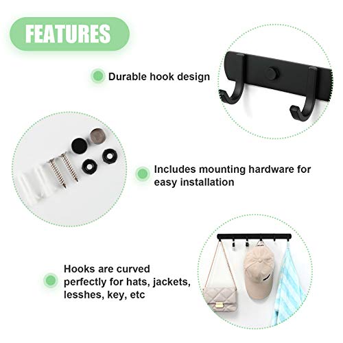 Ihomepark Coat Hooks Wall Mounted, Heavy Duty Metal 6 Coat Hanger Rack for Coat Hat Towel Purse Robes Keys Mudroom Bathroom Entryway (1 Pack, Black) - size: 6 Hooks(1 Pcs)