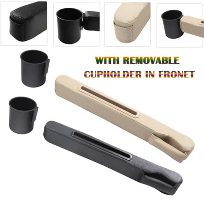 Car Seat Gap Filler 2 Pack,Car Seat Gap Filler Organizer,Car Seat Gap Plug with Storage Slot,3 in 1 Car Seat Gap Filler with Cup Holder,Prevent Small Items from Falling(Black) - color: Black2