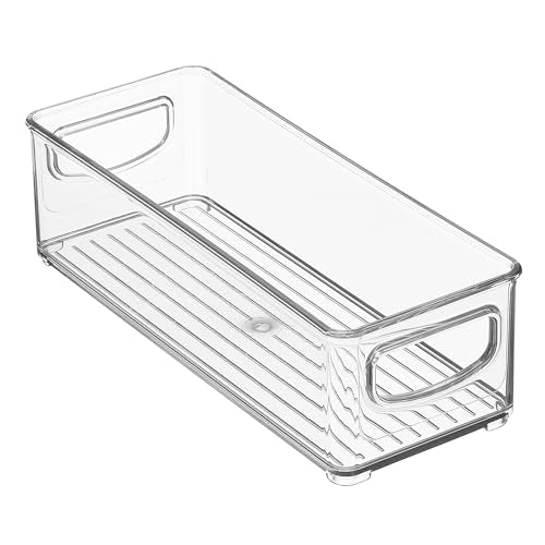 iDesign Plastic Stackable Pantry Bin, Clear | Storage Bin with Handles, For Cabinets or Fridge - style: Pack of 1