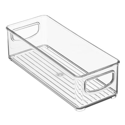iDesign Plastic Stackable Pantry Bin, Clear | Storage Bin with Handles, For Cabinets or Fridge - style: Pack of 1