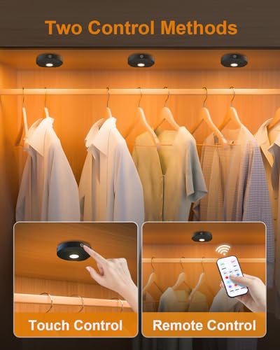 WILLED RGB Under Cabinet Lights,Rechargeable Puck Lights with Remote Control, Wireless Push Light with Timer Function,Dimmable LED Touch Tap Light for Kitchen,Cabinet,Closet, Counter,3 Pack - color: RGB Multicolor