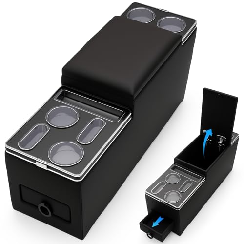 Center Console Between Seat Organizer for Minivans,SUVs,Compatible with Jeep CJ-5 1976-1983, CJ-7 1976-1986,Wrangler YJ 1987-1995, Console Organizer Storage Box with Cup Holders,phone storage,drawers - size: Jeep Organizer