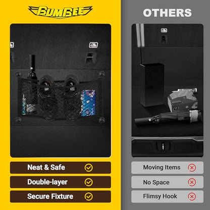 BUMBEE Mesh Cargo Net, Envelope Netting, Elastic Pocket Pouch Bungee Organizer for Car Seat Back RV Wall Trunk, Hooks & Screws Included(21.7'' x 9.8'') - size: 21.7'' x 9.8''