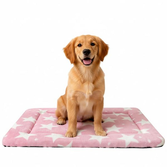 Dog Bed Mat, Reversible Crate Pad & Durable Dog Bed - Machine Washable Kennel Mat with Ultra Soft for Medium Dogs (Big&Small Stars Pink, 30" L*20" W*1.5" Th) - color: Big&Small Stars Pink, size: 30"L*20"W*1.5"Th