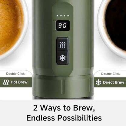HIBREW H4C Classic - Portable Electric Espresso Machine, USB-C Rechargeable Coffee Maker with Removable Battery, Compatible with Ground Coffee & NS Capsules, Travel & Home(Green) - color: Green