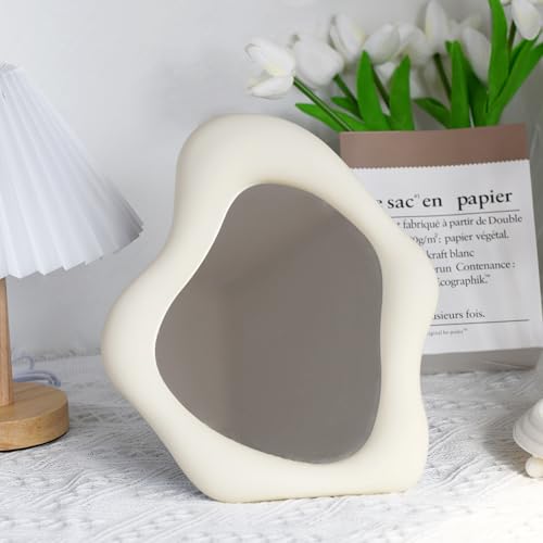 YCHMIR Small Wall Mirror Table Mount Vanity Mirror 10 “L x 8.8 ”W (Light Yellow) - color: Light Yellow