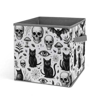 Skull Cat Bat Foldable Storage Box with Handle Organizer Containers for Home Office Clothes Office Supplies - color: style-4