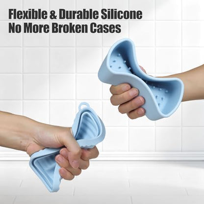 OTHIX Large Leakproof Travel Soap Case for 10 oz Bar Soap, Silicone Soap Container Compatible with Duke Cannon Style Big Bars, Tight-Seal Soap Box for Gym, Camping, Bathroom, Truck Drivers(Light blue) - color: Light Blue