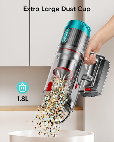 Cordless Vacuum Cleaner,80Mins 600W/50KPA Self-Standing Vacuum Cleaners for Home, Stick Vacuum with Anti-Tangle Brush,LED Screen,Rechargeable Vacuum for Floor/Carpet/Pet Hair