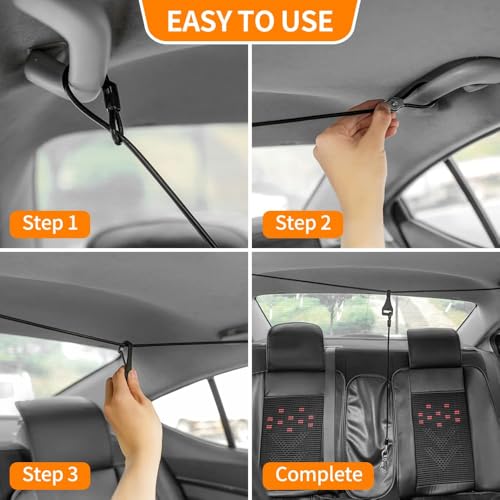 Dog Seatbelt, Car Harness with Coated Wire Rope, Happy Ride Dog Zipline, Safety Restraint No-Chew Tether Cable (Stainless Steel, 5 FT)