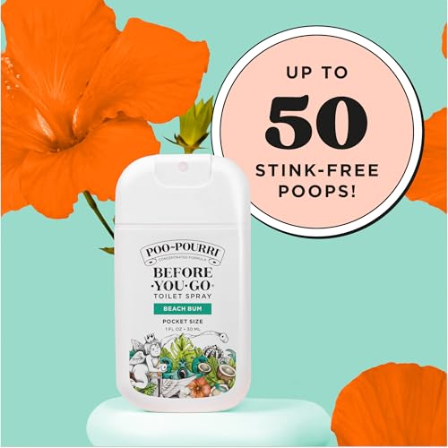 Poo-Pourri Before-You-Go Pocket Toilet Spray, Travel Essentials, Beach Bum, 1 Fl Oz, Up to 50 Uses, On-The-Go Bathroom Odor Deodorizer with Essential Oils, TSA Approved Size, Coconut Orchid Scent - size: 1 Fl Oz (Pack of 1)