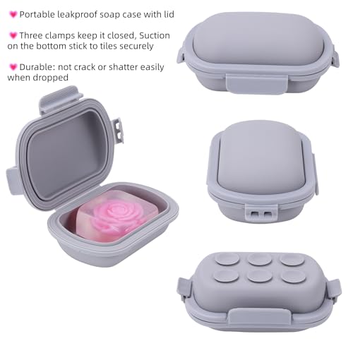 Silicone Travel Soap Case – Leakproof Bar Soap Holder with Lid, Shatterproof Soap Container for Bar Soap & Shampoo Bars, Travel Essentials for Camping, Gym, Hiking –2026 Version Violet 1Pack - color: Violet