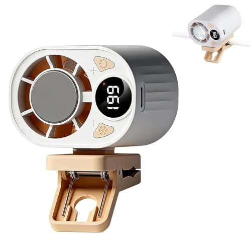 Car Clip On Air Conditioner Fan with LED Display, Portable Clip-On Fan, Mini USB Rechargeable Rotatable Fan, 3-Speed Silent Mini Bladeless Fans, Portable Air Conditioner for Cars (White) - color: White