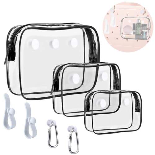 3 Packs Clear Bogg Beach Tote Bag with 2 Pack Insert Hooks Accessories for Bogg Bags Travel Makeup Clean Toiletry Brush Organizer Cosmetic Divider Storage Inner Pouch - color: Black