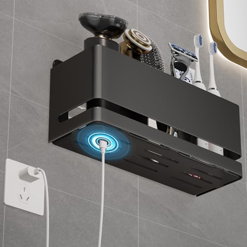 Aluminum Electric Toothbrush Holder - Bathroom Wall Mounted Toothbrush Holder (Black, Three Slot) - size: Three slot