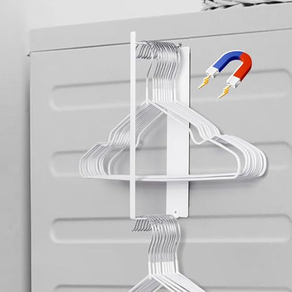 EASTTOWEST Magnetic Hanger Organizer Stacker,Clothes Hanger Storage Rack,Hanger Holder for Closet Laundry Room Washing Machine,White - color: White