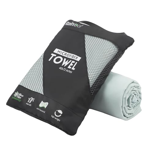 Rainleaf Microfiber Towel Perfect Travel & Gym & Camping Towel. Quick Dry - Super Absorbent - Ultra Compact - Lightweight. Suitable for Trip, Beach, Shower, Backpacking, Pool - color: Light Green, size: 60.00" x 30.00"