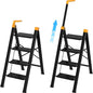 4 Step Ladder with Single-Handrail, Aluminum Step Stool Foldable, Lightweight Sturdy Step Ladder with Anti-Slip Pedals,Convenient Handrail for Home Kitchen Closet, 600lbs Max Load Capacity (Yellow) - color: Yellow, size: 4 steps