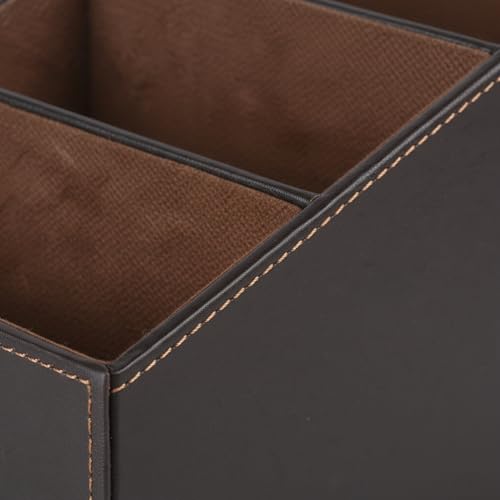 I-MART PU Leather Remote Control Holder Organizer with 3 Compartments, Stylish TV Remote Holder Caddy for Desk Nightstand Coffee Table and Media Accessory Storage (Brown)