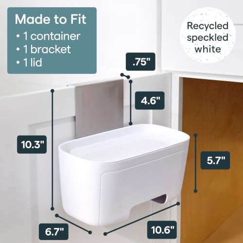 YouCopia DoorStash Garbage Bag Dispenser, Hanging Kitchen Cabinet Door Trash Bag Organizer with Removable Lid for Storage, Speckled White - size: Garbage Bag Dispenser