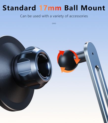 Metal Magnetic 17mm Ball Mount Phone Holder Base for Car Mount Replace Joint [Dual Head Screen Phone Holder Clip Head Accessory] - color: Metallic Black