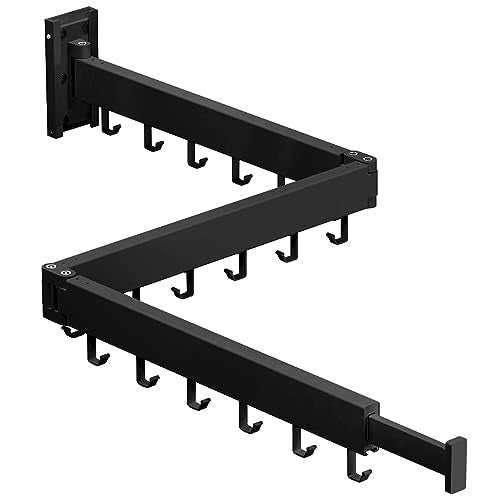 BOQORAD Clothes Drying Rack,Drying Rack Clothing,Luandry Drying Rack,Clothes Hanger Rack,Wall Mounted Luandry Rack,Folding Retractable,Frosted Stone Black Classic,ms-01 - size: Basic-Black
