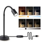 DAMI Small Desk Lamp with Flexible Gooseneck, USB Reading Light Nightstand with 3 Color Temperatures, Dimmable Eye-Caring Bedside Table Lamp for Home Office Bedroom Dorm RV - Black - color: Black