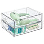 mDesign Wide Plastic Stackable Bathroom Storage Organizer Bin with Pull Out Drawer for Cabinet, Vanity, Shelf, Cupboard, Cabinet, Countertop, Closet Organization - Lumiere Collection - 2 Pack - Clear - size: 12 x 16 x 4 (Pack of 2)