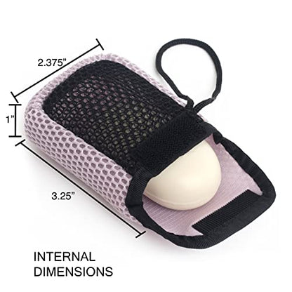 MainBasics Exfoliating Bar Soap Pouch Dual-Sided Body Scrubber - Fits Standard Size Soap Bars, Pink - style: Pink