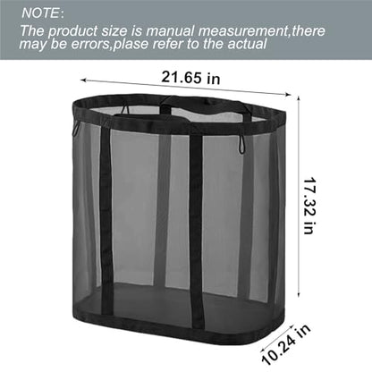 Mesh Bag with Handles, Collapsible Laundry Basket, Foldable Laundry Bag, Breathable Folding Beach Bag,Space-saving Travel Tote Bags (1, Black) - color: Black