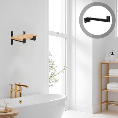 Kisangel L-Shaped Heavy Duty Metal Bracket Right Angle Shelf Support Triangle Wall Hanging Hardware for Floating Shelves and Van Shelving Mounting, Small Fixed Mounting Bracket with Hook,