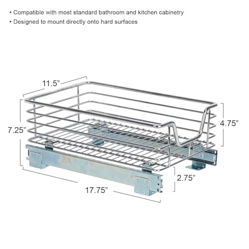 Household Essentials Chrome-Plated Steel Under-Cabinet Pull-Out Organizer - size: 11.5" - Standard, style: Single Tier