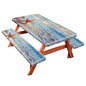 Park Picnic Table Cover with Bench Covers Lightweight Camping Essentials, Oil-Proof Waterproof 3PCS Tablecloth with Elastic, Fitted for Table 6FT Rectangle and Seats, Board Beach (72x30in) - color: Board Beach