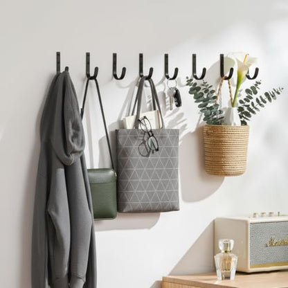 4 Pack Wall Hooks，Metal Hooks Hold up to 22 LB，Hooks Wall Mount for Hanging Towel/Coat/Bag/Keys/Cups，Ideal for Bathroom，Outdoor，Closet，Kitchen, Garage, Black - color: Black