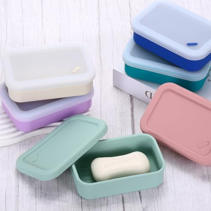 PATIKIL Leakproof Travel Soap Case, Silicone Travel Soap Container with Draining Layer Portable Bar Soap Holder for Bathroom Camping Gym, Translucent White - color: Translucent White