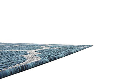 Unique Loom Outdoor Trellis Collection Area Rug (6' 1" x 9' Rectangle, Teal/ Gray) - color: Teal/Gray, size: 6'1" x 9' (Rectangular)