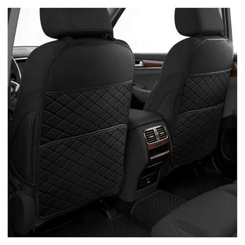 Seat Back Protectors for Kids, Car Kick Mats for Back of Front Seats with Large Pocket Organizer, Waterproof, Protects Against Dirt, Scuffs & Scratches, Fits Most Vehicles, 2PCS (Black) - color: Black