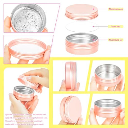 30Pack 2oz Tin Jars, 60ml Metal Tin cans, 2Ounce Aluminum tin can jar Containers with Screw Lid for Lotion Bars, Spices, Salve, Balms, Beard Balm, Toiletries, Creams, Samples, Makeup Cosmetic - color: Rose Gold 30pack