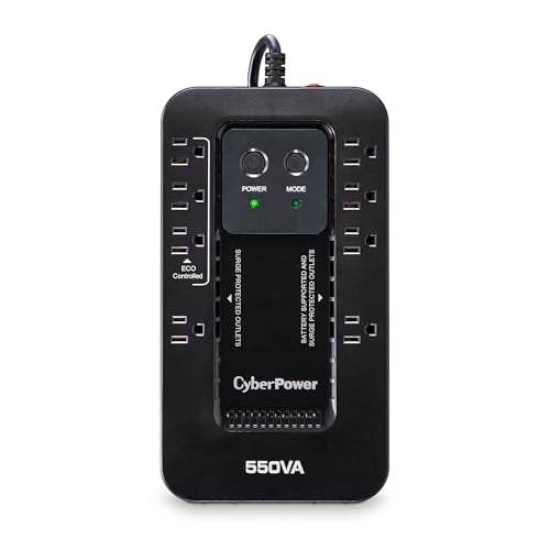 CyberPower EC550G Ecologic UPS Battery Backup and Surge Protector, 550VA/330W, 8 Outlets, ECO Mode, Compact, UL Certified - style: 550VA