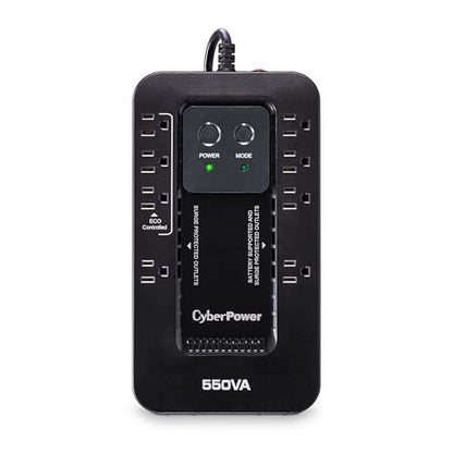 CyberPower EC550G Ecologic UPS Battery Backup and Surge Protector, 550VA/330W, 8 Outlets, ECO Mode, Compact, UL Certified - style: 550VA