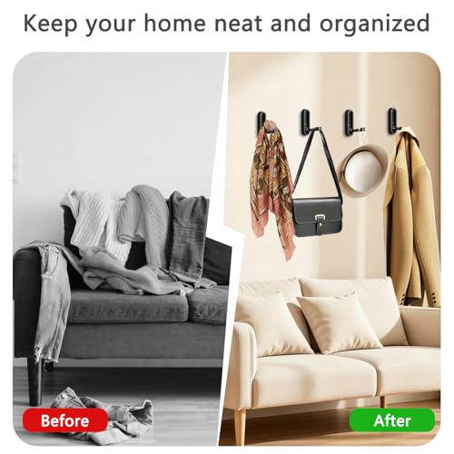 2PCS Foldable Wall Hooks, Flip Down Design with 40 lbs Heavy-Duty Capacity, Retractable Wall Hooks for Bathroom, Bedroom & Entryway Space Saving (Gray) - color: Gray, size: 2 Hooks
