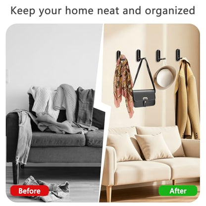 2PCS Foldable Wall Hooks, Flip Down Design with 40 lbs Heavy-Duty Capacity, Retractable Wall Hooks for Bathroom, Bedroom & Entryway Space Saving (Gray) - color: Gray, size: 2 Hooks