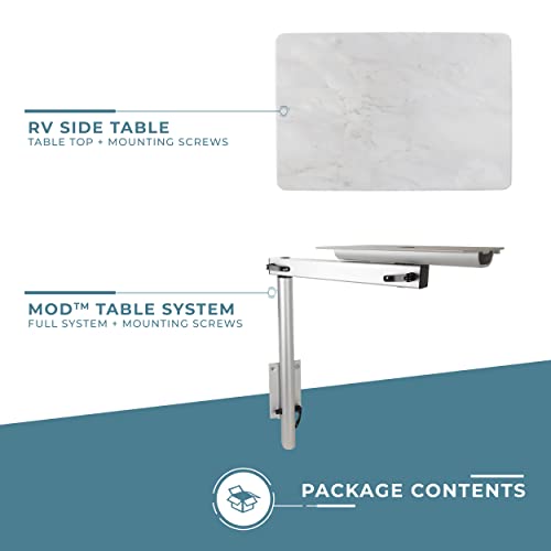 Manufacturers' Select ITC RV Side Table with MOD Table Leg System (Roman Marble Table Top w/Silver Table Leg) - color: Roman Marble Table Top W/ Silver Table Leg